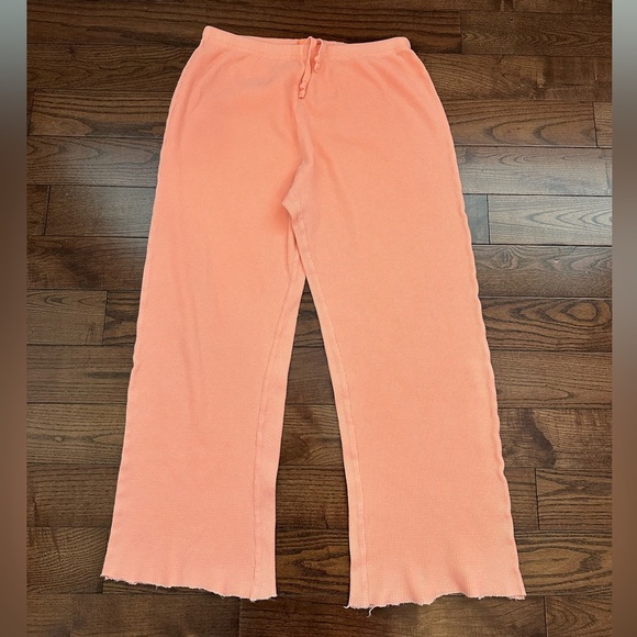 SKIMS Waffle Straight Leg Pant - Bright Peach - Picture 6 of 10